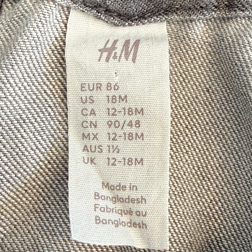 H&M Toddler Girl Gray Denim Overall Dress Size 18 Months - Picture 5 of 5